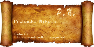 Prohaska Nikola névjegykártya